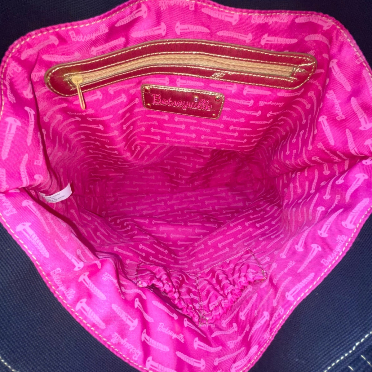 Betseyville Women’s Black Canvas & Gold-Toned Blingin Lips Rhinestone Tote Bag