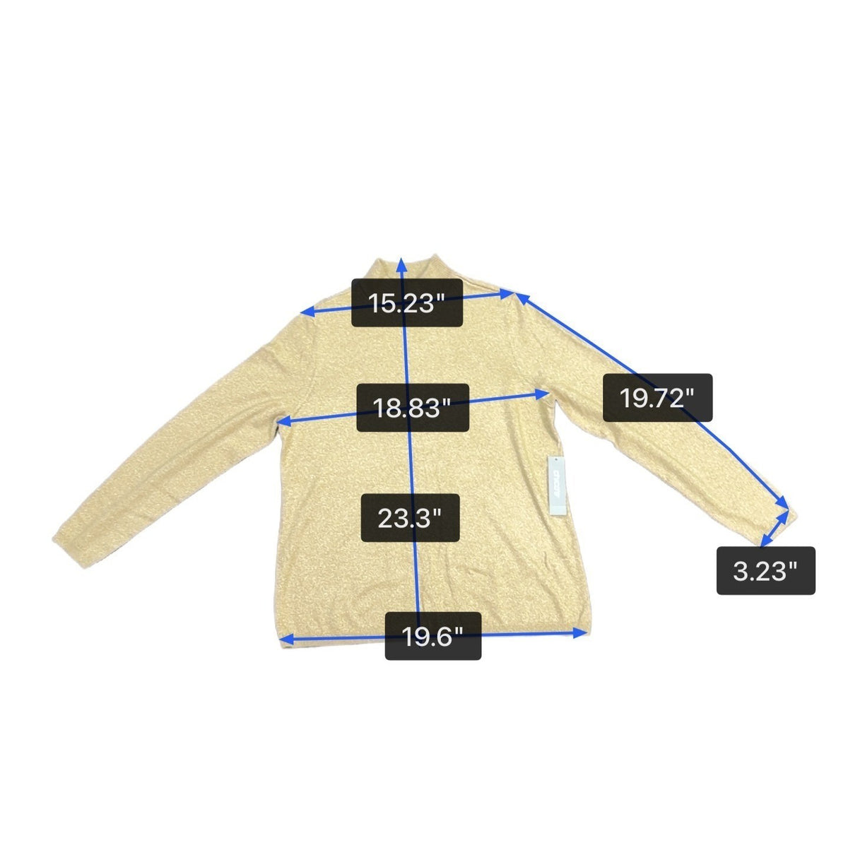 Chicos Womens Gold Metallic Knit Mock Neck Sweater Long Sleeve Classic Fit Sz 2