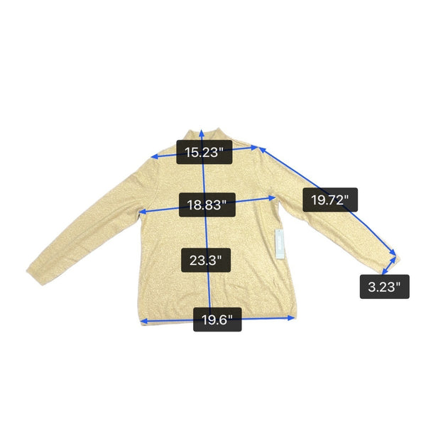 Chicos Womens Gold Metallic Knit Mock Neck Sweater Long Sleeve Classic Fit Sz 2