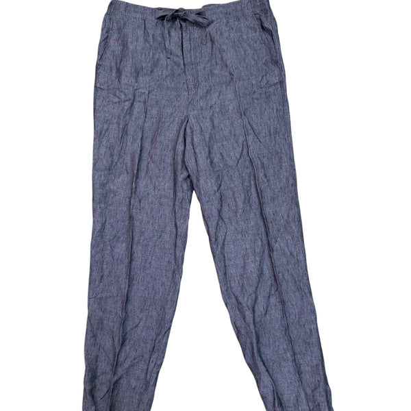 Westport Black Mens Blue Linen Drawstring Casual Pants Relaxed Fit Size XLT