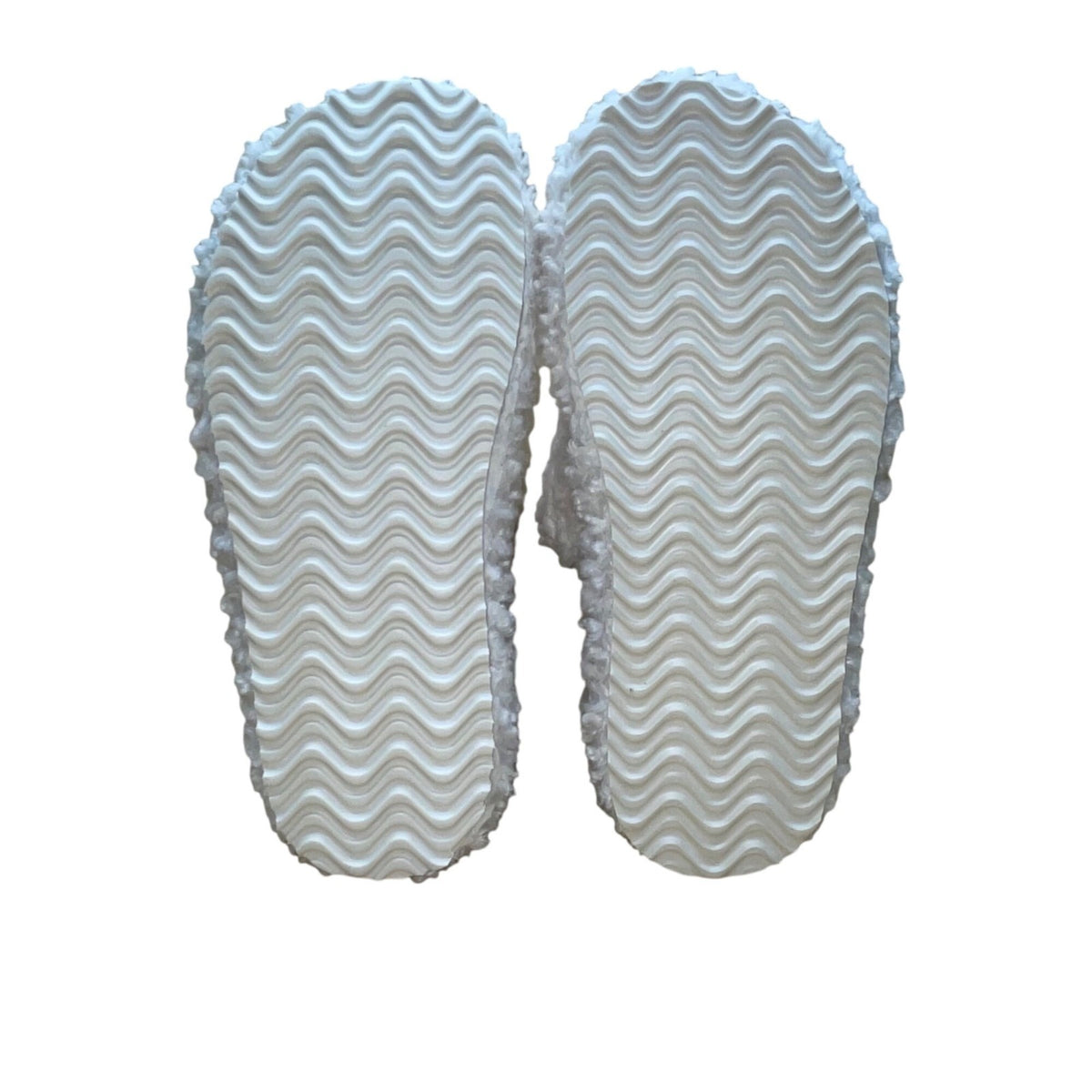 EverFoams Women’s White Fuzzy Cozy Dual Straps Slide Sandals Size 5-6