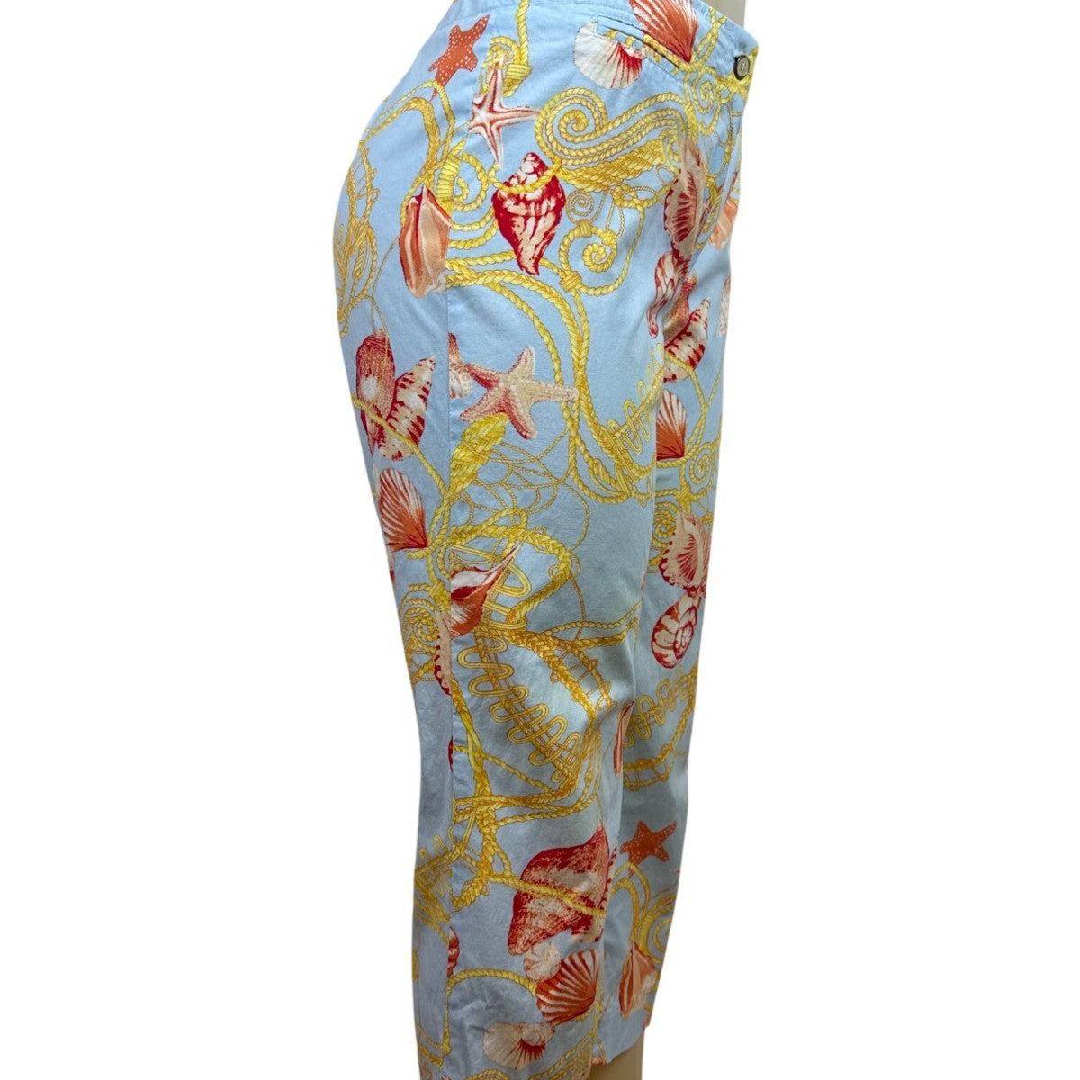 J.McLaughlin Womens Capri Pants Size 8 Seashell Print Button Closure