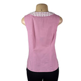 Talbots Womens Pink & White Striped Sleeveless Top With Beaded Neck Sz 4P - New