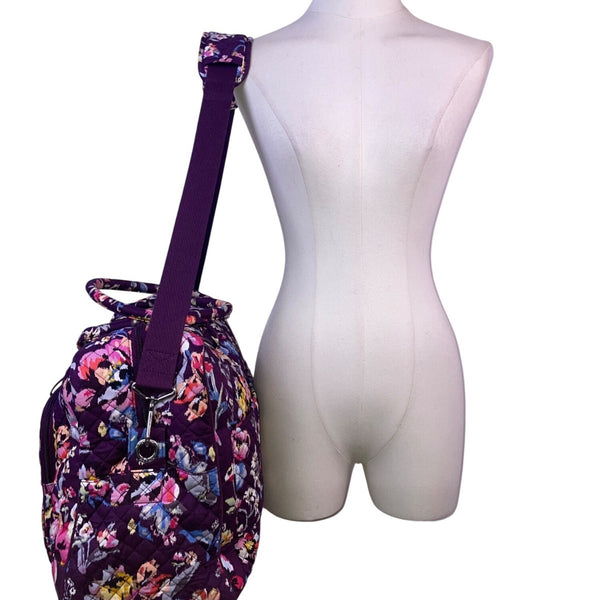 Vera Bradley Women’s Purple Floral Quilted Spacious Travel Carry-On Duffel Bag