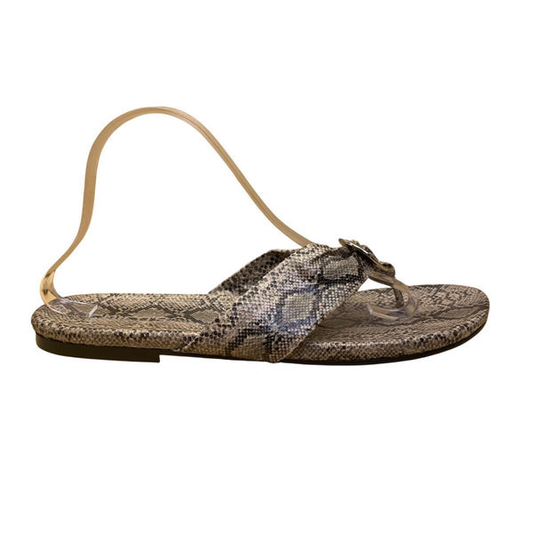 Chicos Women’s Gray Circuitry Snake Print Python Strappy Sandals Size 10