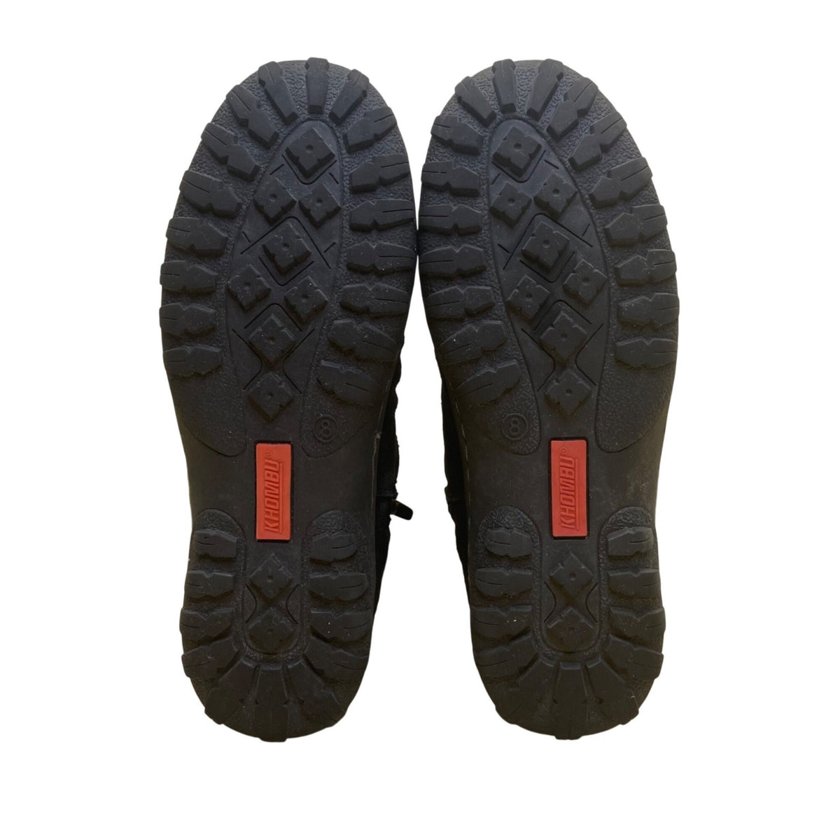 Khombu Women’s Black Leather Faux Fur Winter Buckle Accent Ankle Boots Size 8M