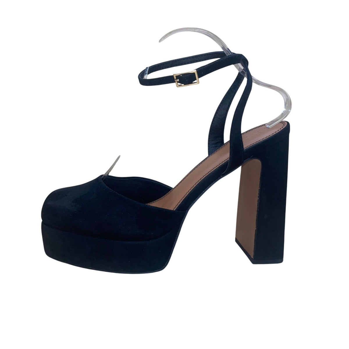 ASOS Women’s Black Suede Strapped Pressure Platform High Heel Shoes Size 11