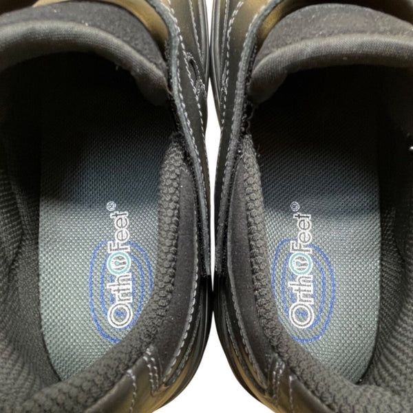 Orthofeet Men’s Black Leather Hook & Loop Strap Orthopedic Shoes Size 12 Medium