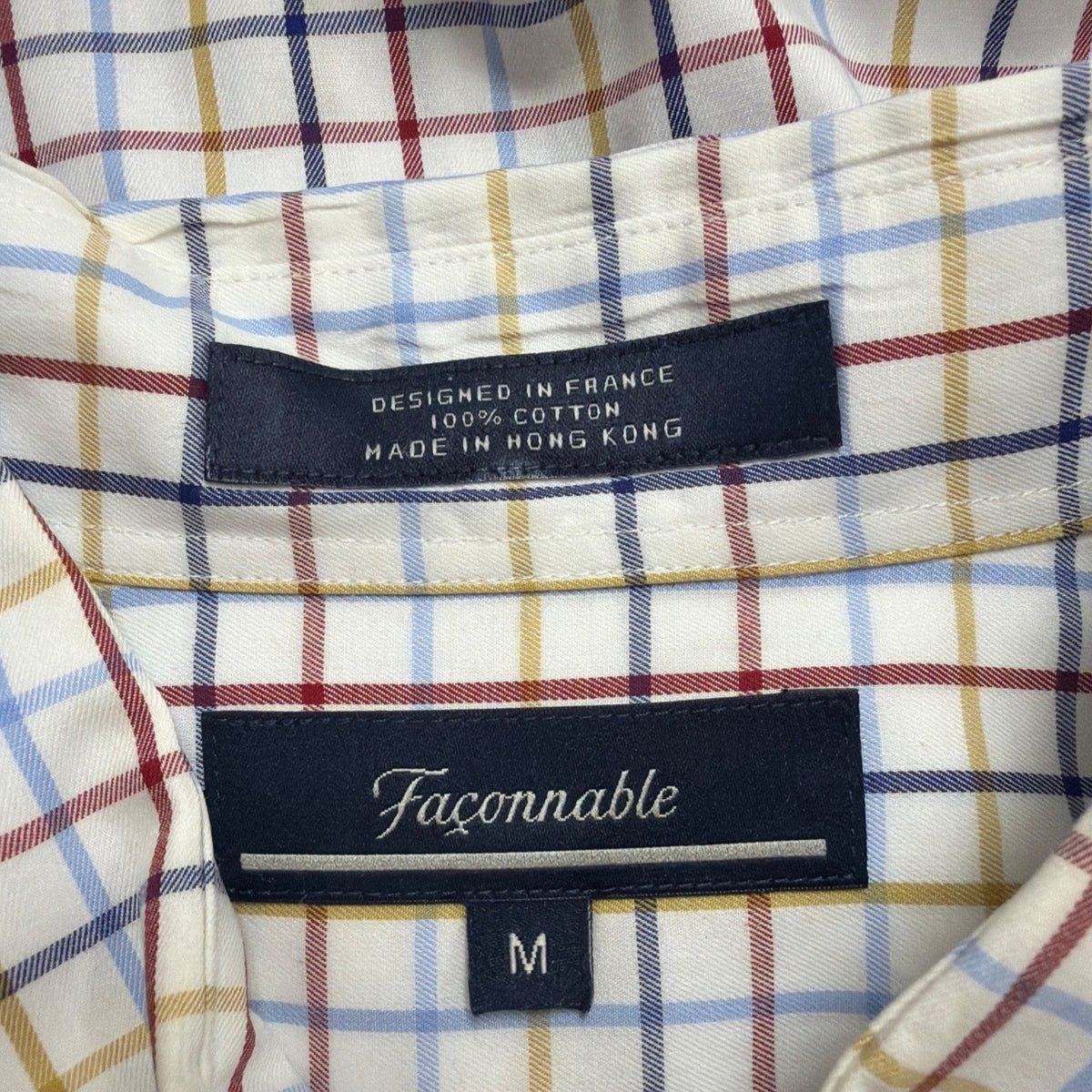 Faconnable Mens Multi-Color Cotton Plaid Button-Up Shirt Size M