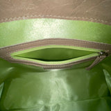 Prua Women’s Brown Leather & Cowhide & Green Lining Shoulder Tote Bag