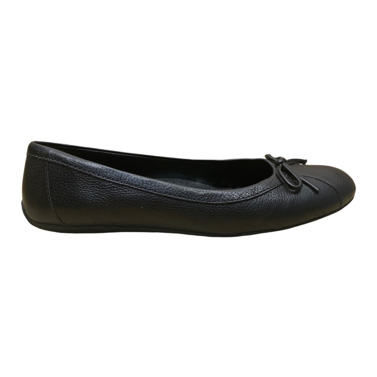 LL Bean Women’s Black Leather Bow Accent Classic Slip-On Ballet Flats Size 8M