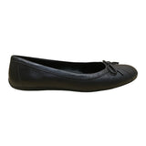 LL Bean Women’s Black Leather Bow Accent Classic Slip-On Ballet Flats Size 8M