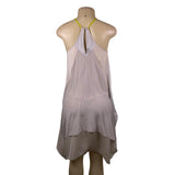 Rebecca Taylor Gray & Cream Silk Sleeveless Crochet Detail Flowy Dress Sz 2