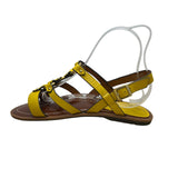Charles David Yellow/Brown Leather Adjustable Strappy Sandals Sz 10M - New