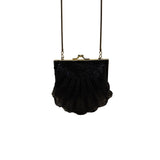 Carla Marchi Women’s Black Beaded Shell Design Metal Frame Evening Clutch
