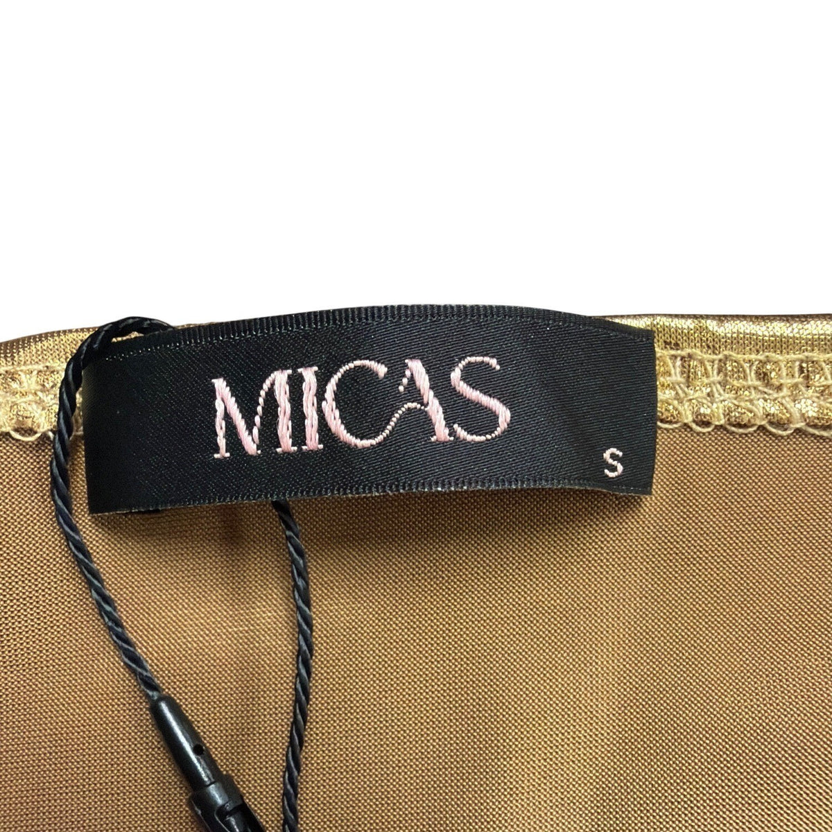 Micas Womens Gold Metallic A-Line Slip Dress Shiny Party Wear Sz S
