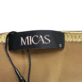 Micas Womens Gold Metallic A-Line Slip Dress Shiny Party Wear Sz S