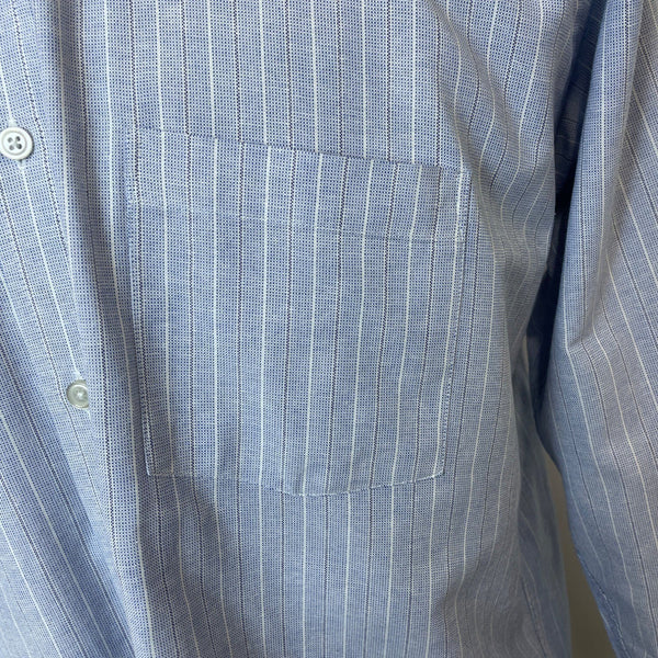 Manhattan Men's Blue and White Striped Long Sleeve Button Down Shirt Sz 32-33
