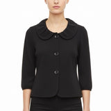 Exclusively Misook Womens Black Acrylic Button-Front Jacket Size SP