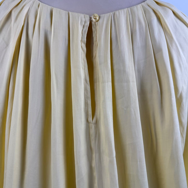 Ann Taylor Women's Yellow Blouse Relaxed Fit Pleated Scoop Neck Size L - New