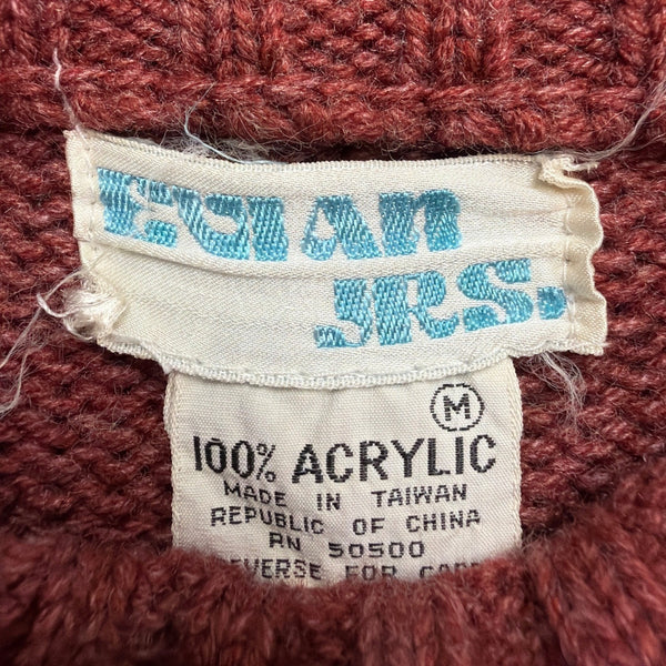 Evan Jrs. Womens Burgundy Cable Knit Sweater Cozy Pullover Winter Size M