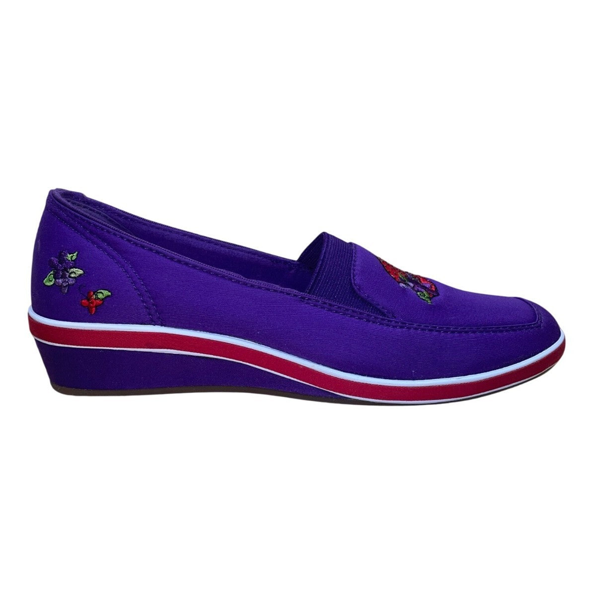 Grasshoppers By Keds Purple Red Hat Society Slip-On Wedge Shoes Size 9M