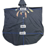 Coloratura Womens Black Wool Hooded Poncho With Feather Appliqué One Size