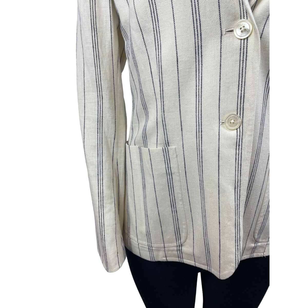 Chaps Women’s White Striped Notched Lapel Blazer Sz 12 - NWT