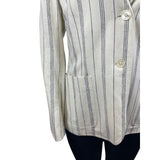 Chaps Women’s White Striped Notched Lapel Blazer Sz 12 - NWT