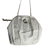 Vintage Sharif Women's White Crock Skin Leather Crossbody Bag Sz S