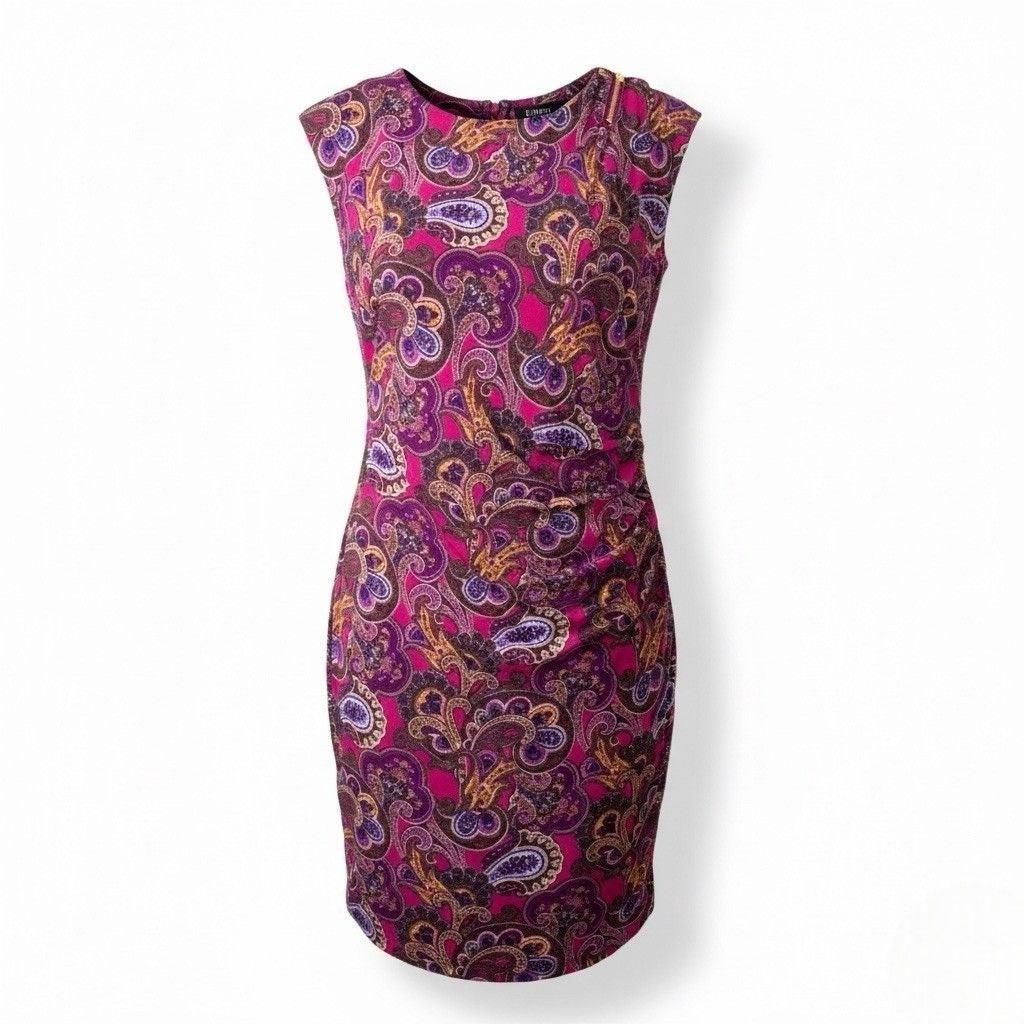 Lauren Ralph Lauren Womens Purple Paisley Sleeveless Dress Size 18
