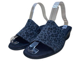 Aerosoles Women’s Gray Leopard Print Fabric Open-Toe Wedge Sandals Size 10M