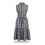 Maeve Anthropologie Womens Black & White Plaid Sleeveless Button-Down Dress Sz 4
