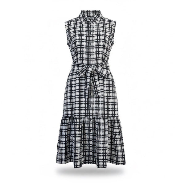 Maeve Anthropologie Womens Black & White Plaid Sleeveless Button-Down Dress Sz 4