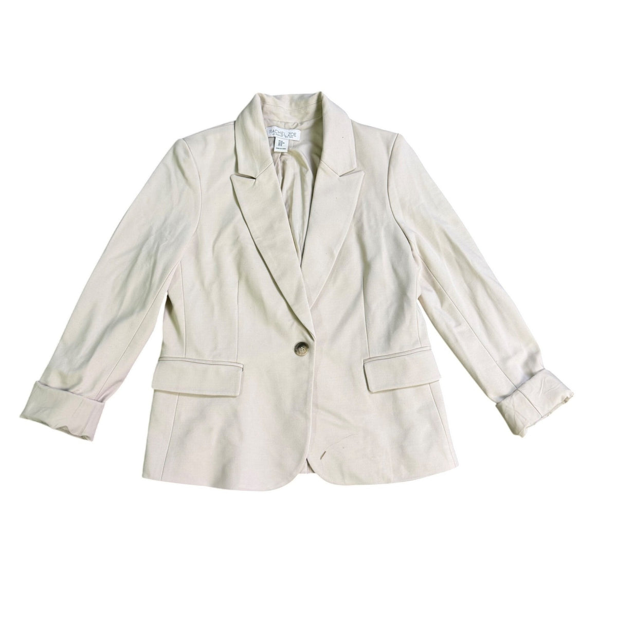 Rachel Zoe Womens Beige Blazer Slim Fit Single Button Jacket Size M