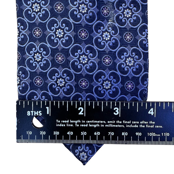 Jacobs Roberts Mens Blue Silk Floral Pattern Tie Handmade By R. Bryant Ltd.
