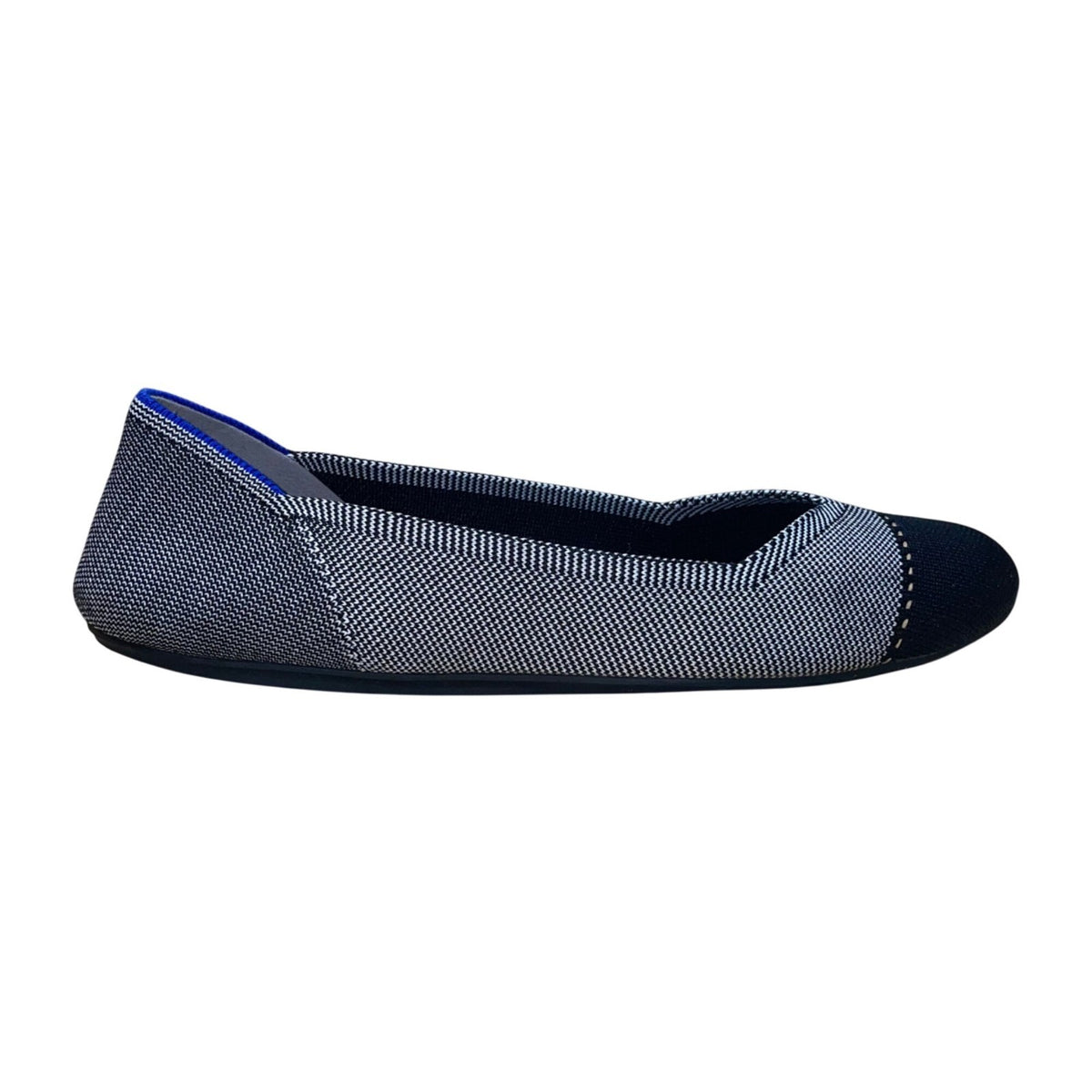 Rothys Women’s White & Black Recycled Knit Cap-Toe Ballet Flats Size W12