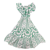 Peekskill Womens Green Cotton Maxi Dress With Tiered Details & Off-Shoulder  Sz 