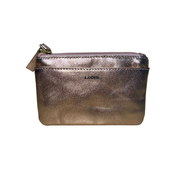 Lodis Women’s Rose Gold Leather With Coin Pouch Zippered Wristlet Clutch
