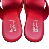 Lauren Blakwell Women’s Red Open-Toe Slip-On Dual-Strap Wedge Sandals Size 7