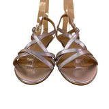 Talbots Women’s Metallic Silver Leather Strappy Slingback Wedge Sandals Size 7M