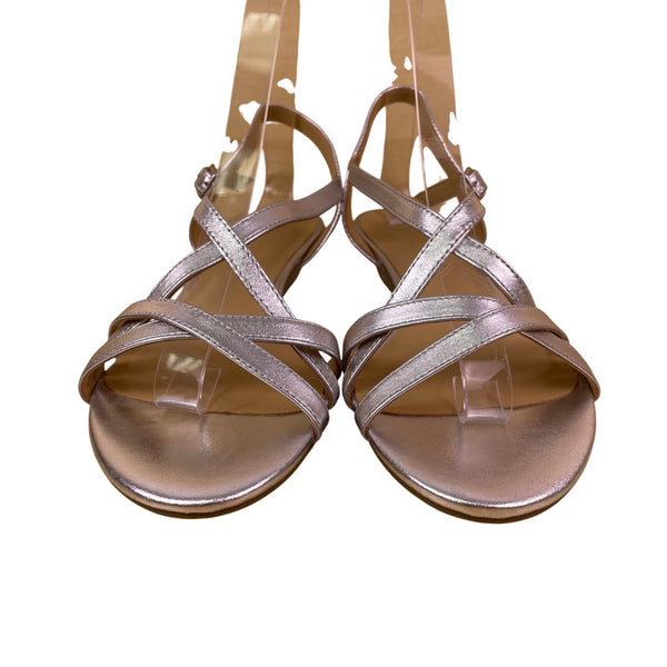 Talbots Women’s Metallic Silver Leather Strappy Slingback Wedge Sandals Size 7M