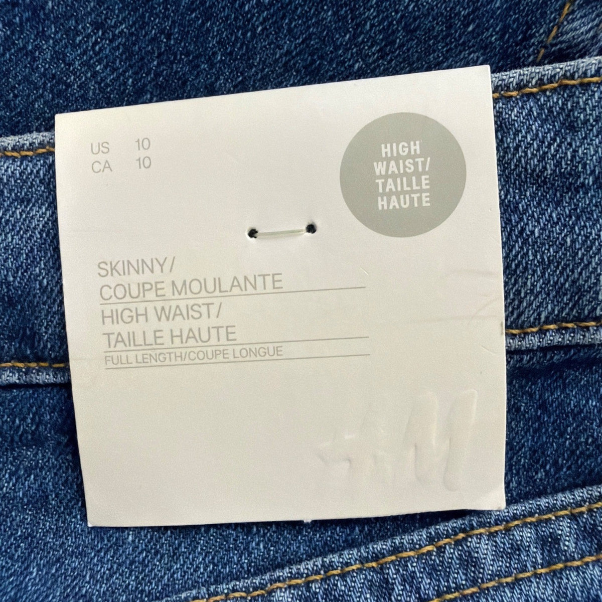 H&M Womens Cotton Stretch High-Waist Skinny Jeans Full-Length Size 10 / EUR 42
