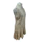 Soho Chick Womens Beige Crochet Knit Shawl Collar Vest Medium Acrylic Open Front