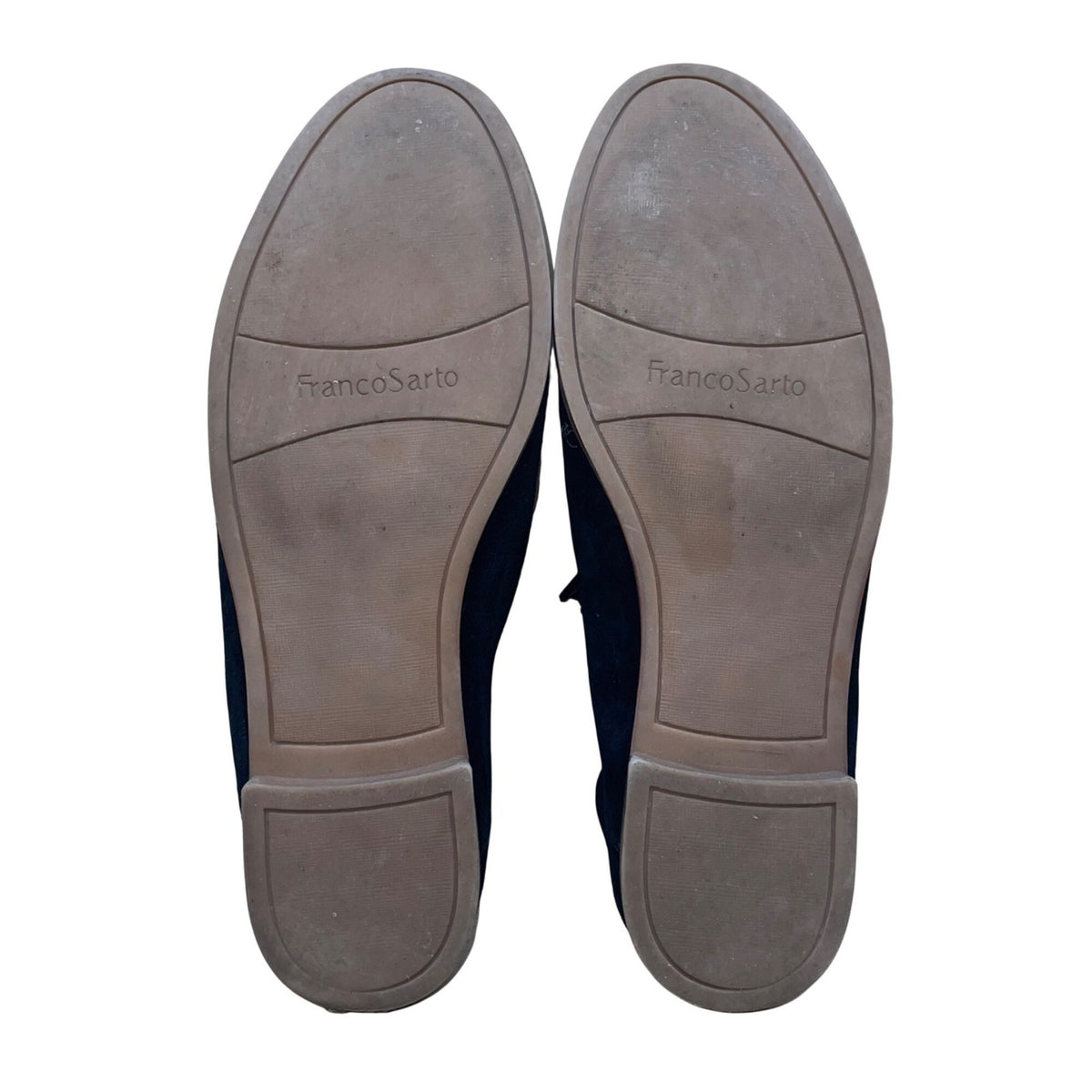 Franco Sarto Women’s Black Suede Silver Accent Tassel Loafers Size 8M