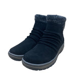 Baretraps Women’s Black Suede Knit Cuff  Waterproof Danna Ankle Boots Size 8.5M