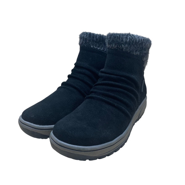 Baretraps Women’s Black Suede Knit Cuff  Waterproof Danna Ankle Boots Size 8.5M