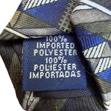 David Taylor Mens Geometric Patterned Blue & Gray Polyester Necktie