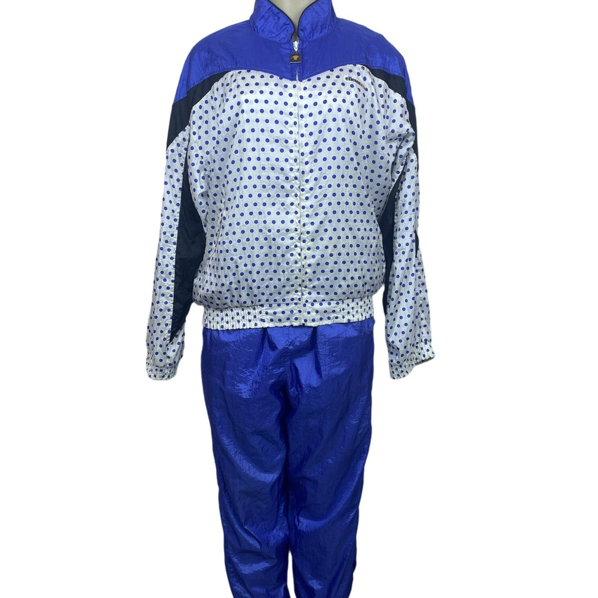 Ellesse Womens Blue Polka Dot Tracksuit Set Nylon Polyester Cotton Size 3