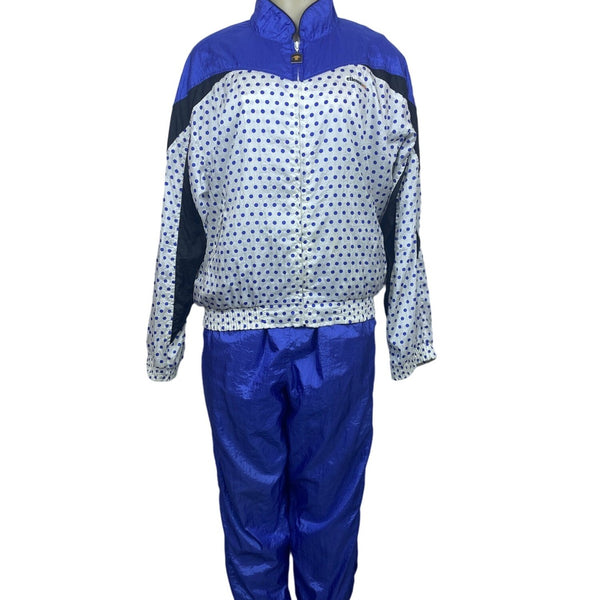 Ellesse Womens Blue Polka Dot Tracksuit Set Nylon Polyester Cotton Size 3